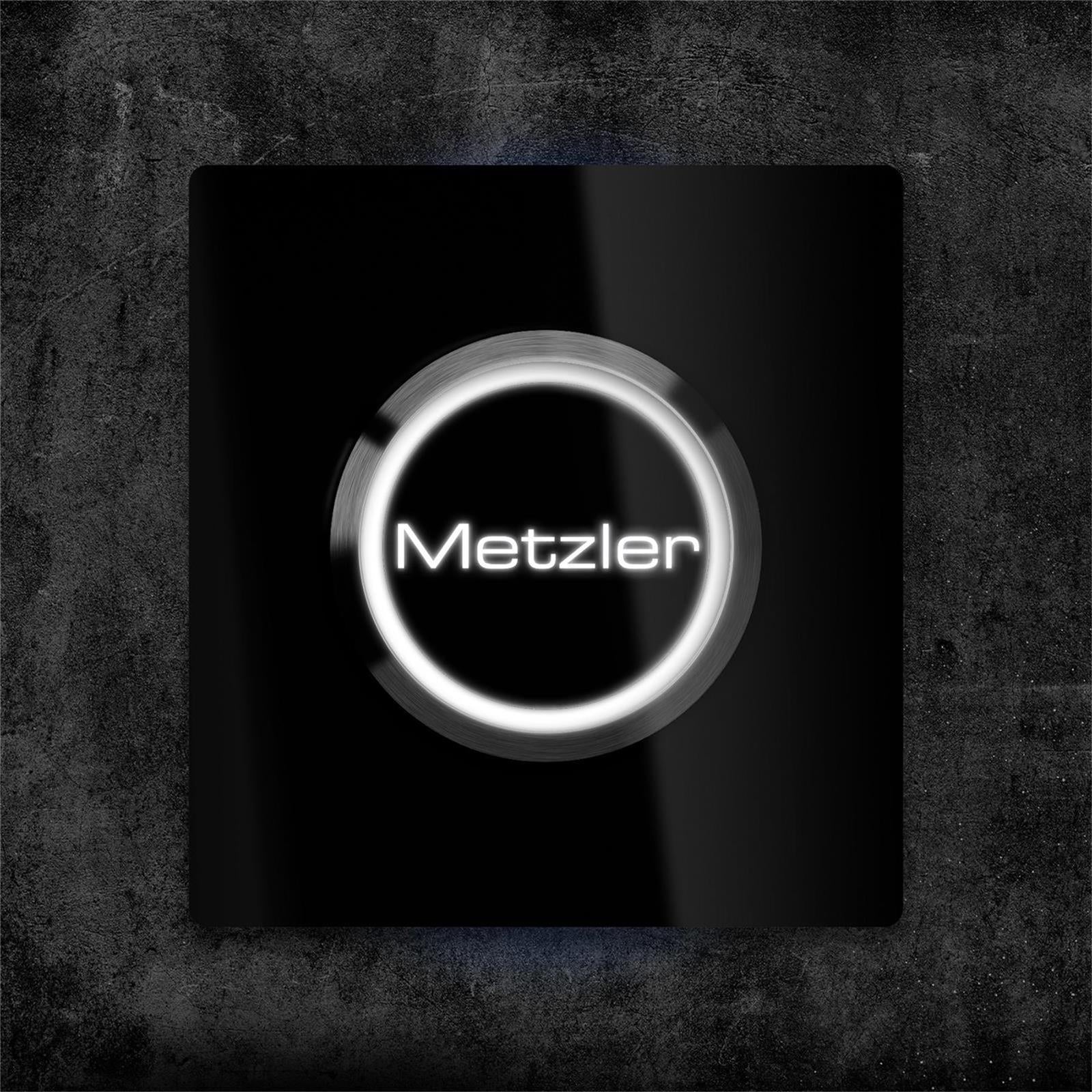 Metzler quadratische Türklingel mit LED Gravur + Klingeltaster | Luna