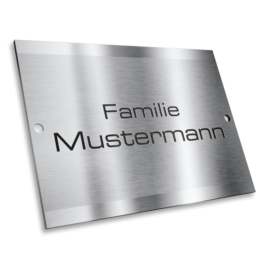 Namensschild mit Gravur aus Edelstahl