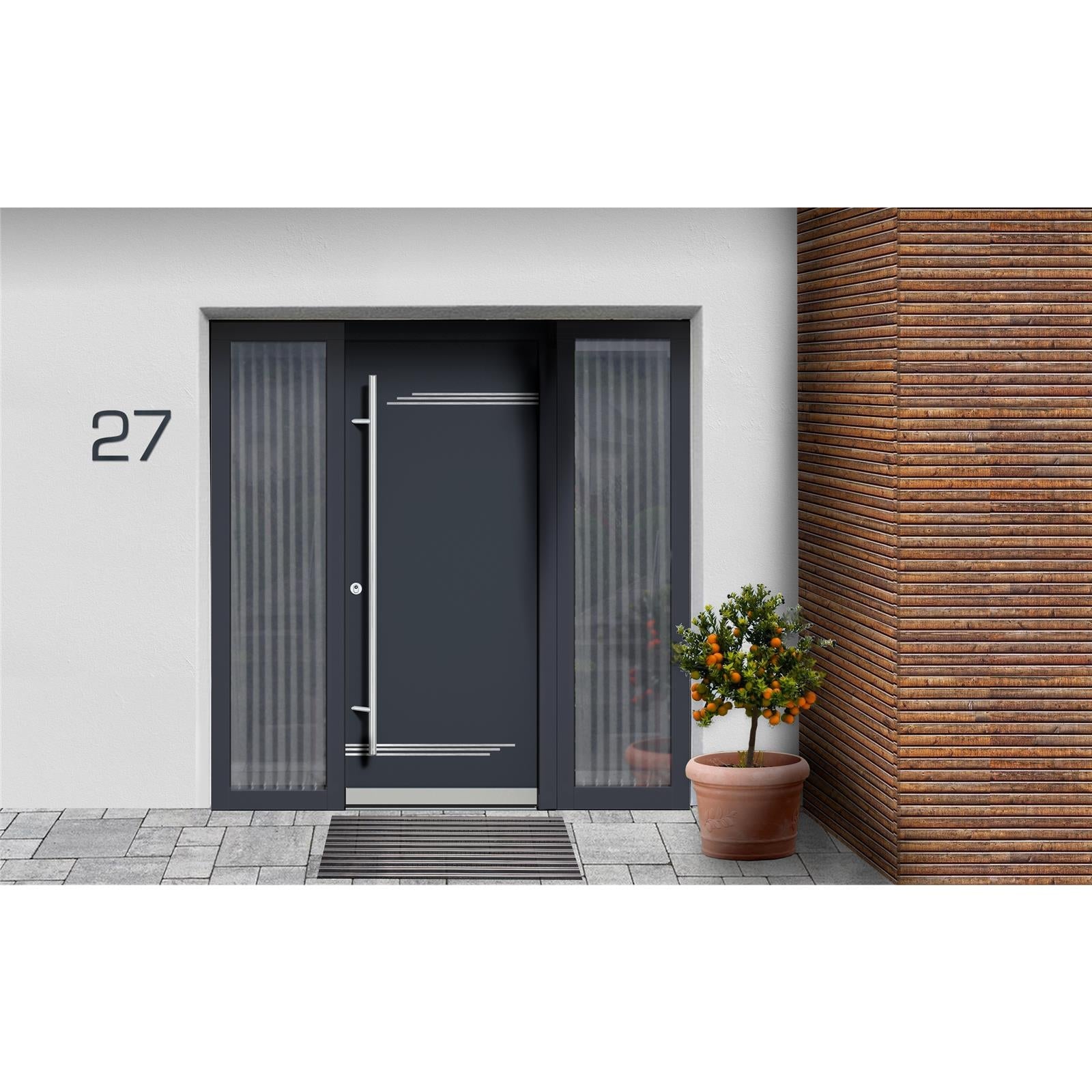 Metzler Hausnummer | Edelstahl | Modern | Anthrazitgrau | Höhe 20 cm
