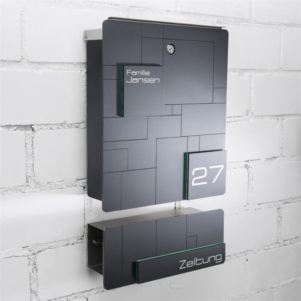 Metzler Briefkasten Anthrazit Edelstahl V4A Gravur optional | 02