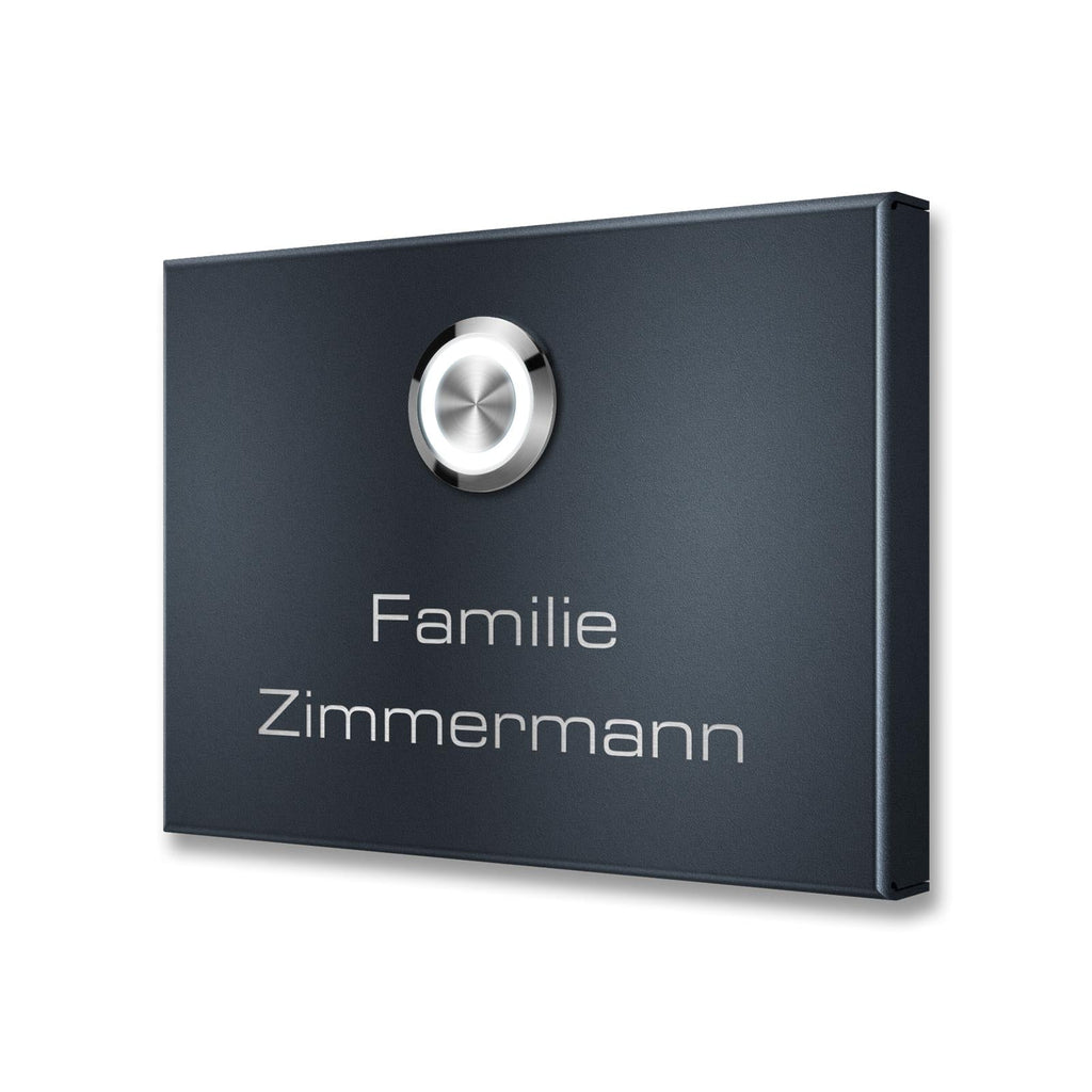 Metzler Aufputz Türklingel | personalisiert mit Gravur | Edelstahl-Taster mit LED | Vitus