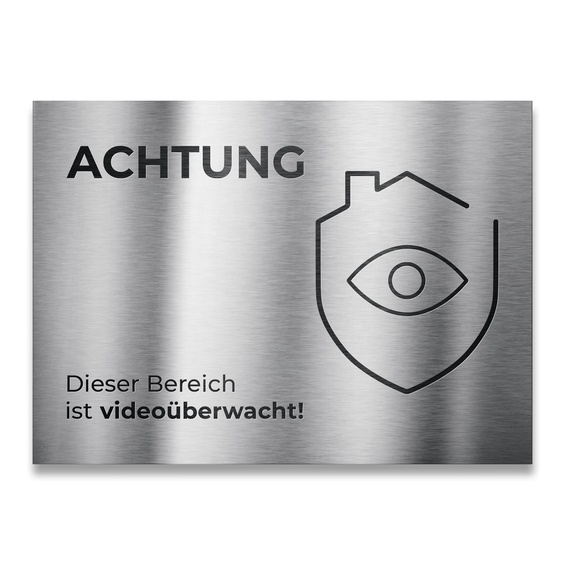 Hinweisschild - Achtung Dieser Bereich ist videoüberwacht - aus Edelstahl