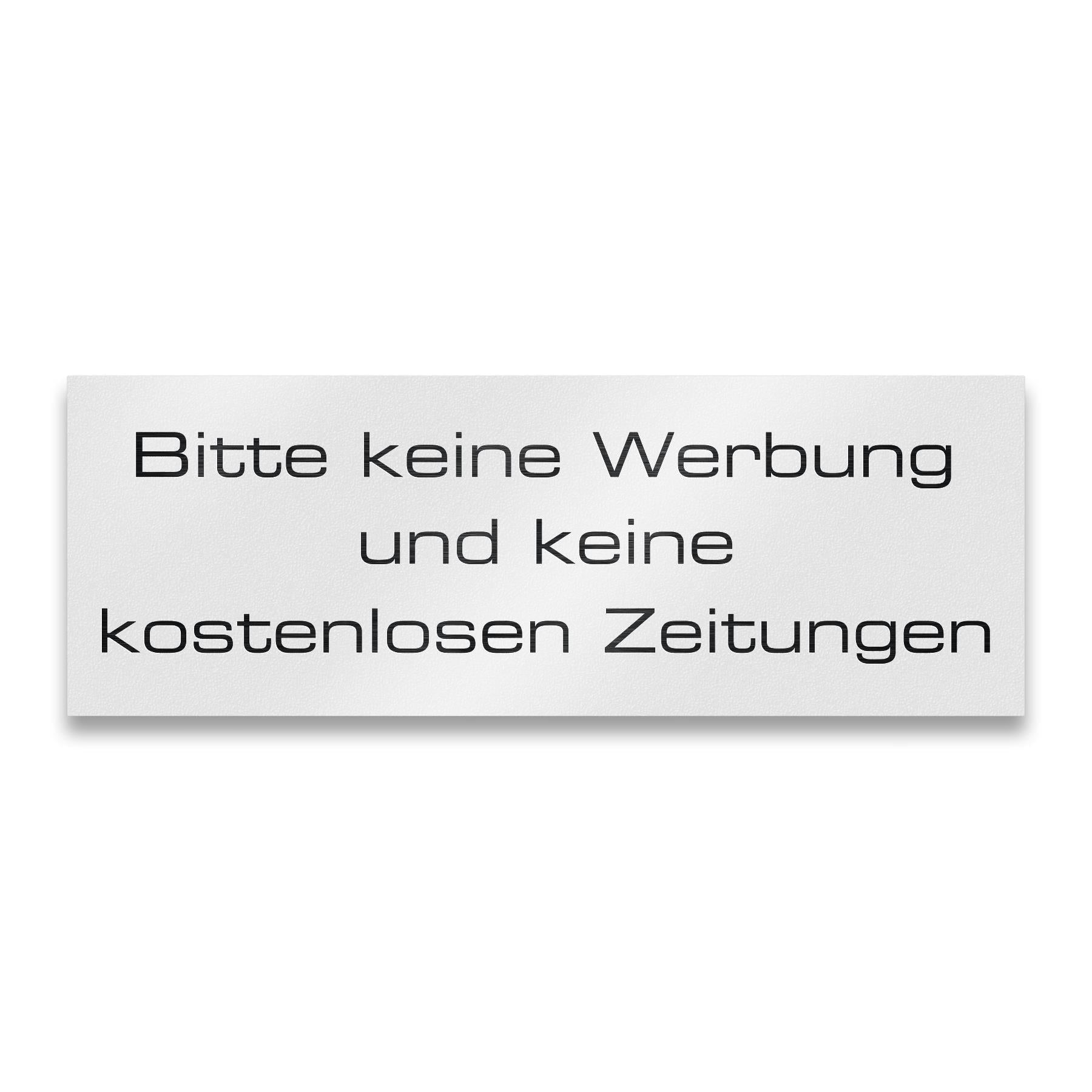 Briefkastenschild - Bitte keine Werbung - aus Edelstahl
