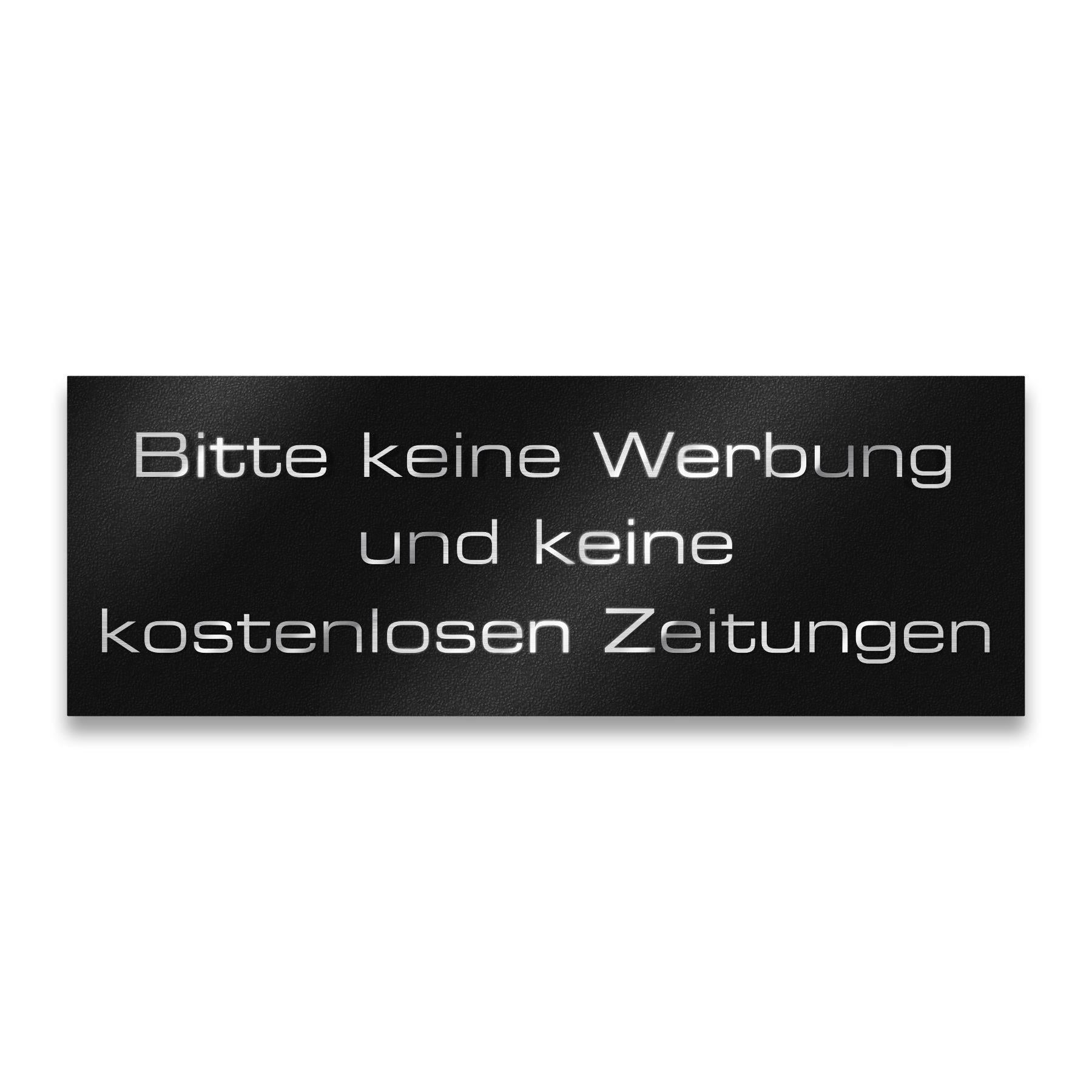 Briefkastenschild - Bitte keine Werbung - aus Edelstahl