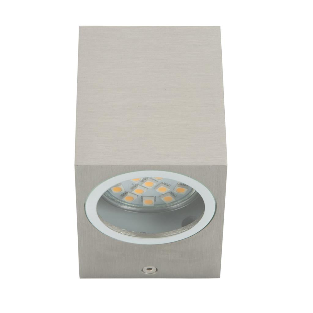 Wandleuchte - Außenleuchte - Downlight Rechteckig- Fassadenleuchte - IP44 - 230V Edelstahl