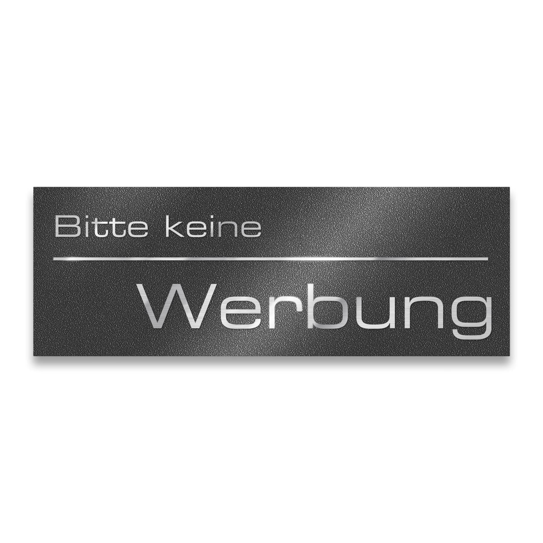 Briefkastenschild - Bitte keine Werbung - aus Edelstahl