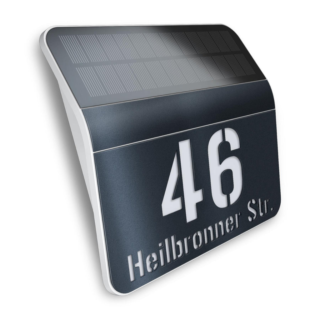 Solar-Hausnummer von Steinel | Anthrazit | Dämmerungssensor
