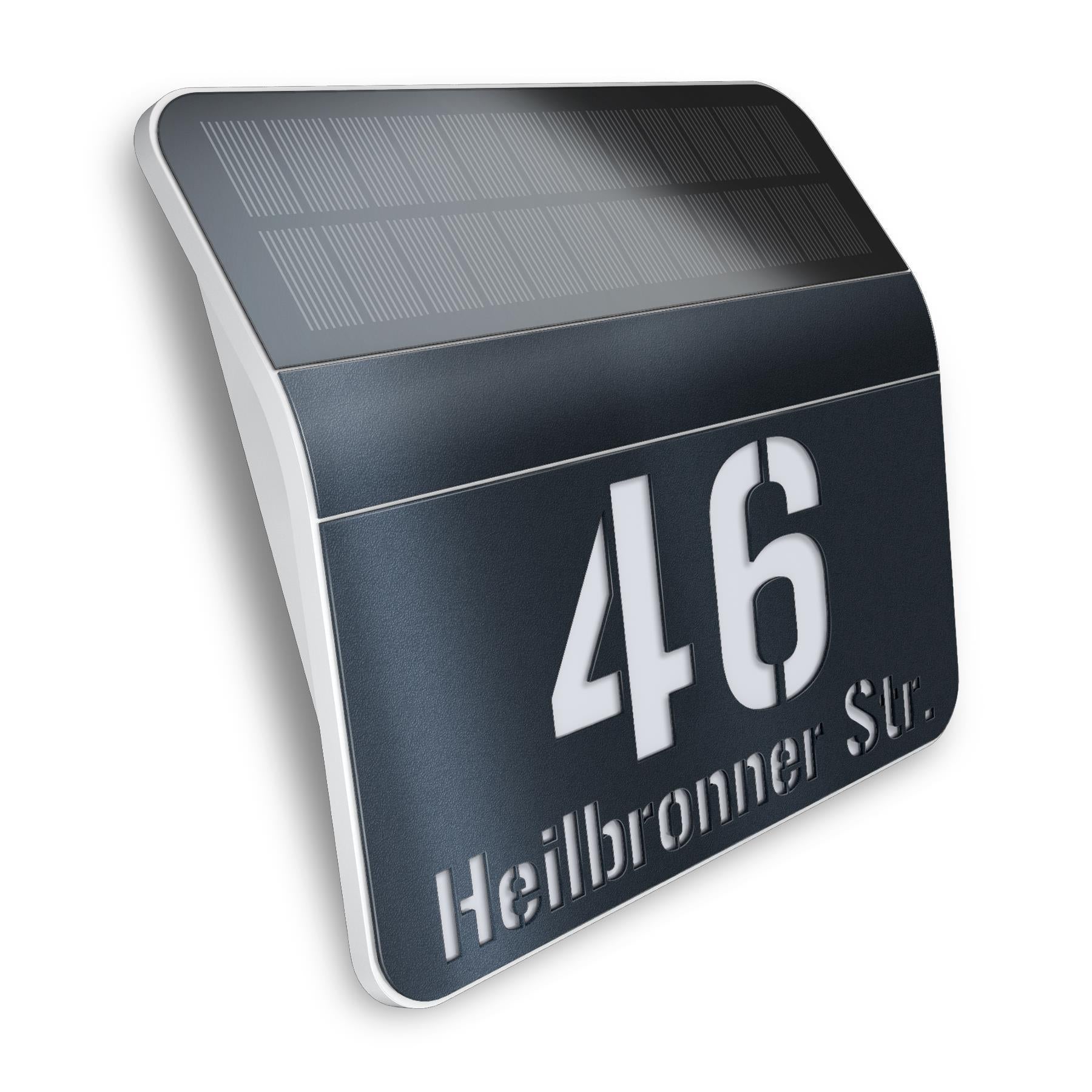 Solar-Hausnummer von Steinel | Anthrazit | Dämmerungssensor