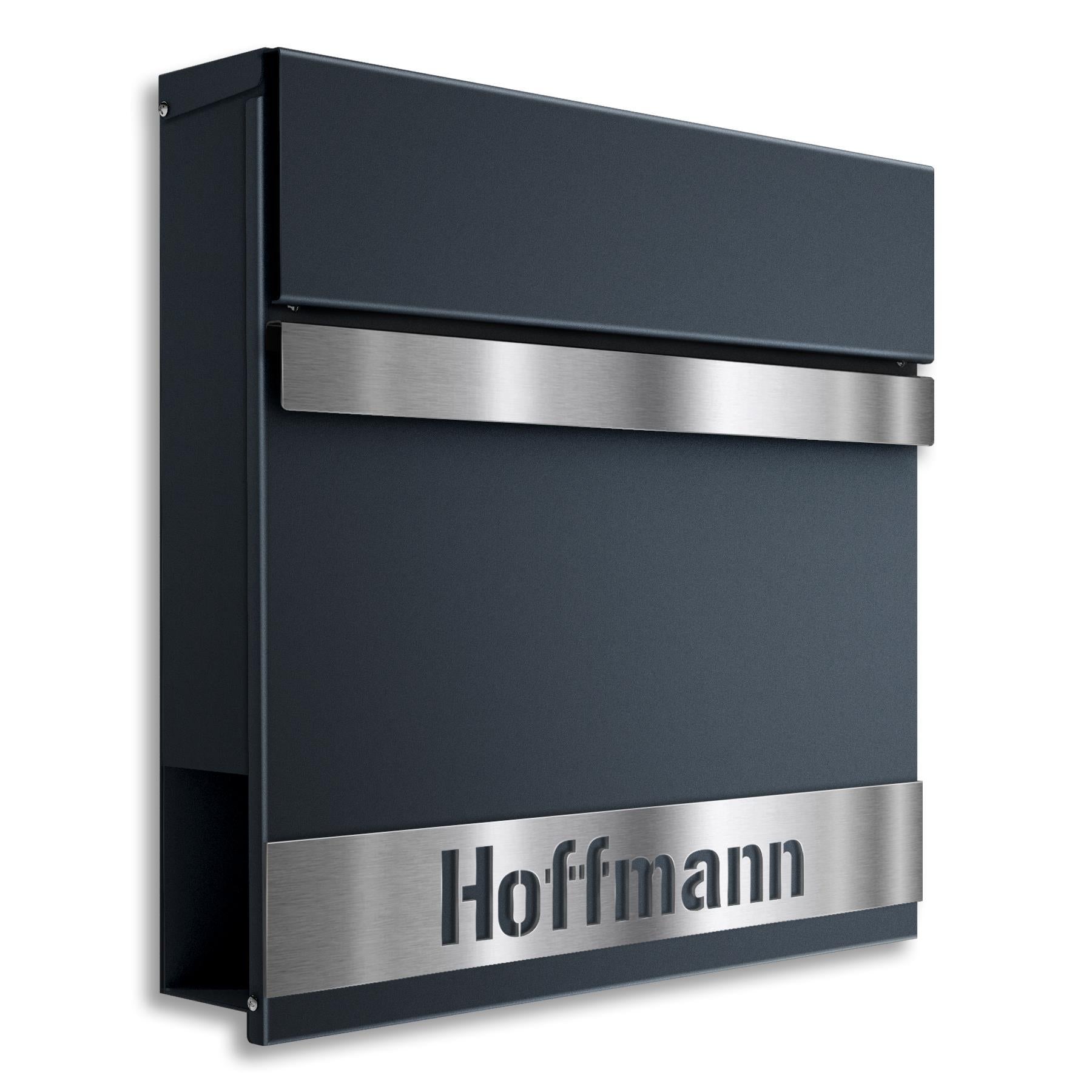 Metzler Standbriefkasten massiv | mit personalisierbarer Edelstahlblende | Asta
