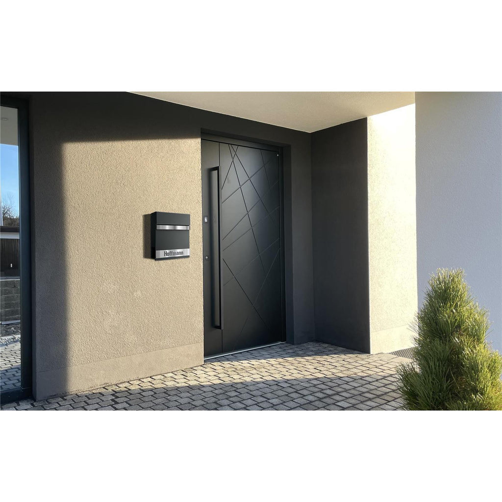 Metzler Briefkasten massiv | mit personalisierbarer Edelstahlblende | Asta