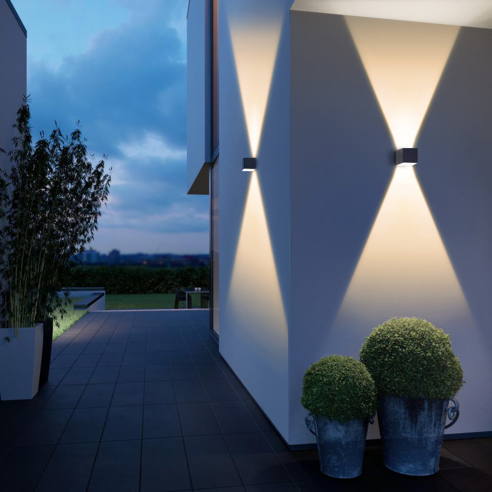 Metzler LED Wandleuchte | Anthrazitgrau RAL 7016 | Up-Down-Light | IP 65 | warmweiß | 12 W | 3000 K | einstellbarer Lichtkegel