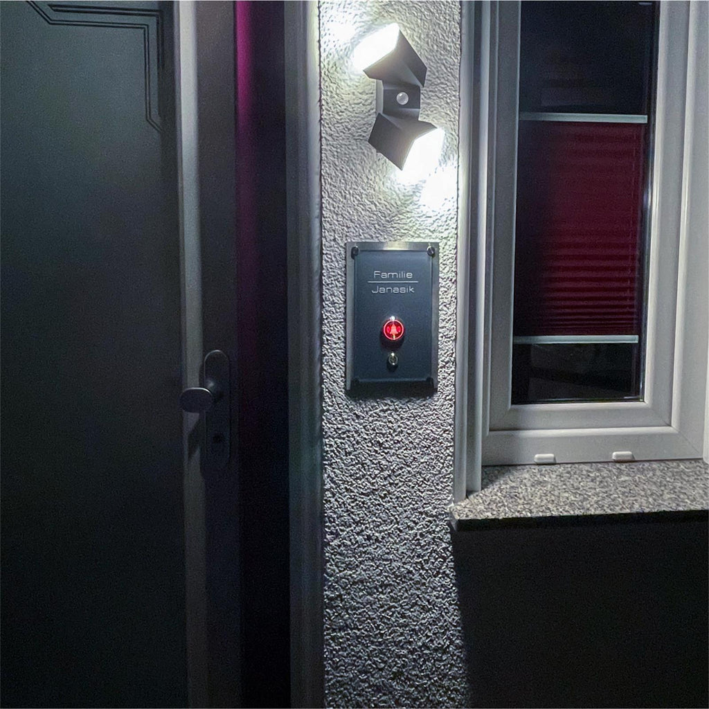 Metzler Klingelschild Anthrazit mit zwei LED-Tastern 3D-Gravur | Julius