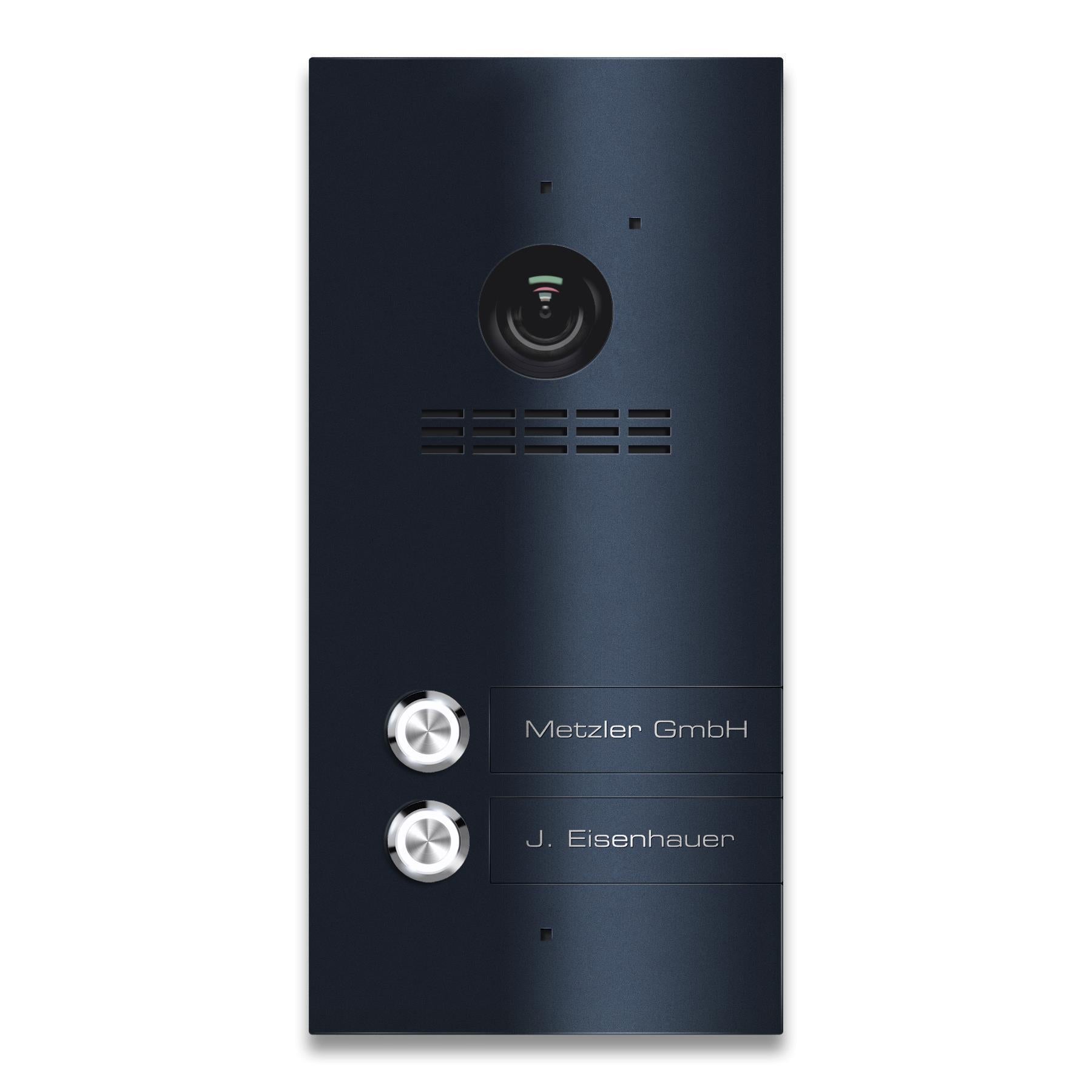 Metzler VDM10 Mehrfamilien Video-Türsprechanlage, Edelstahl RAL7016 Anthrazitgrau, 2 Klingeltaster, Kian, Aufputz, LAN PoE
