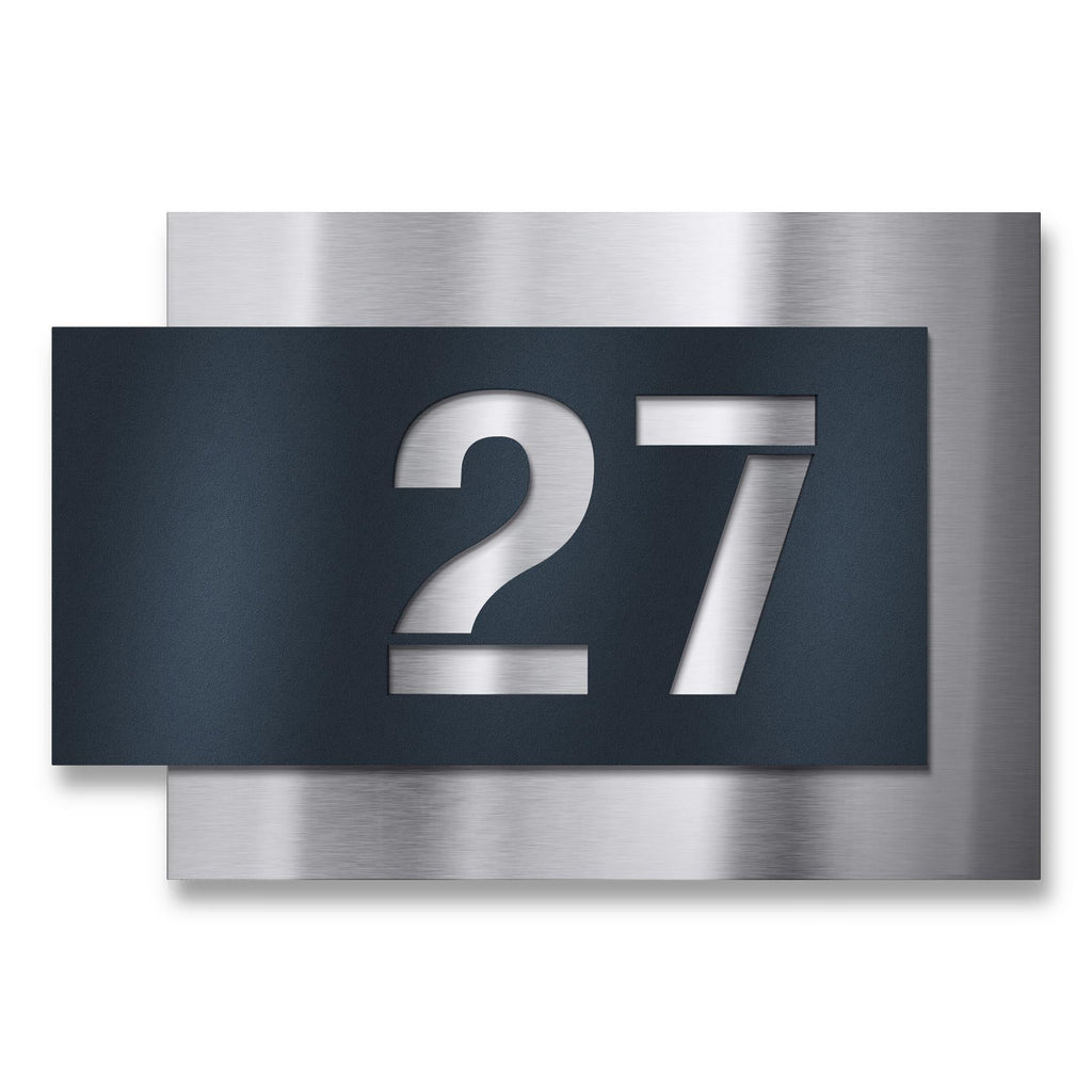 Metzler individuelle Hausnummer aus Edelstahl, Anthrazit RAL 7016 rostfrei & wetterfest