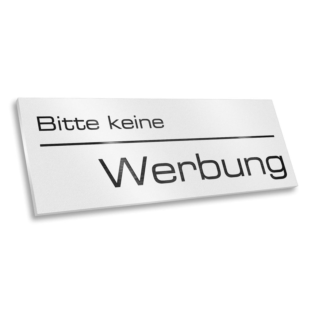 Briefkastenschild - Bitte keine Werbung - aus Edelstahl