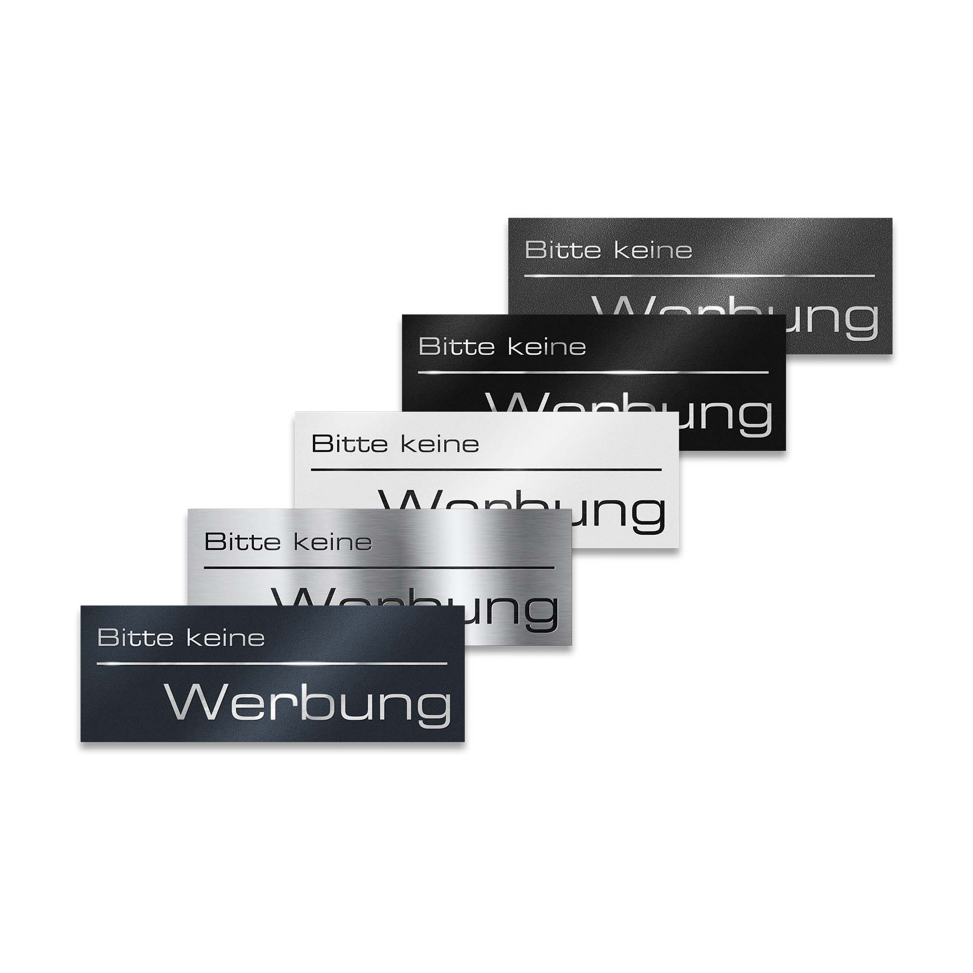 Briefkastenschild - Bitte keine Werbung - aus Edelstahl