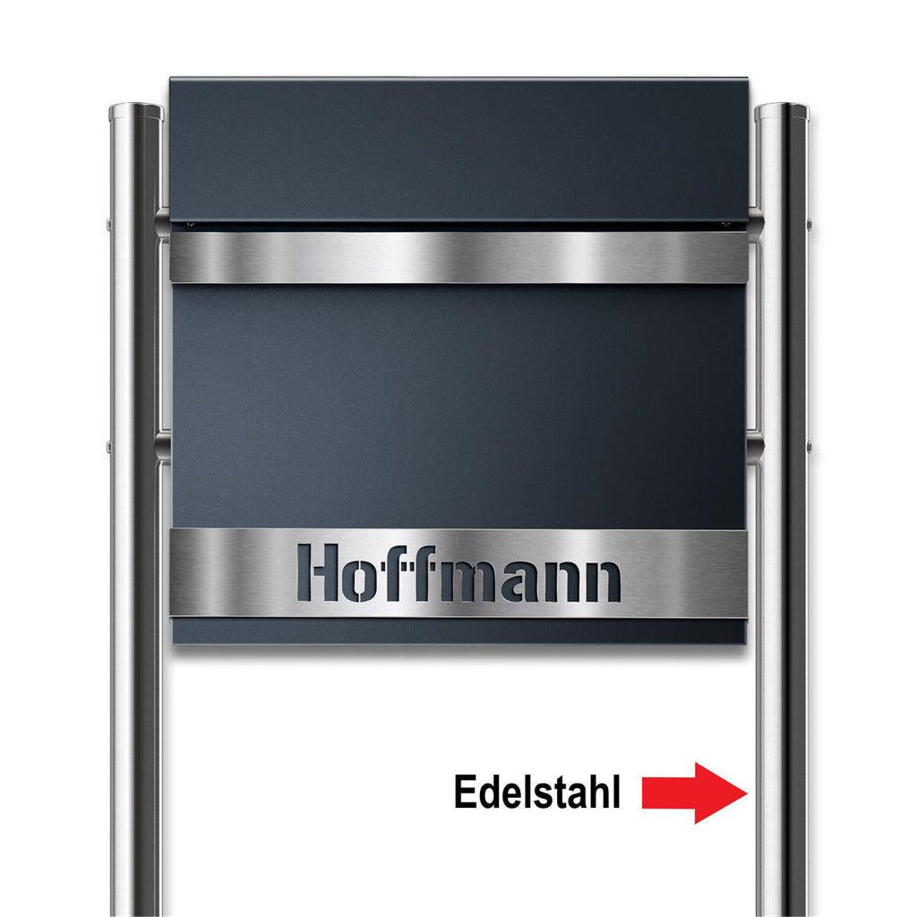Metzler Standbriefkasten massiv | mit personalisierbarer Edelstahlblende | Asta