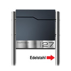 Metzler Standbriefkasten mit Edelstahl-Namensschild und Edelstahl-Ständer | Enno