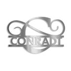 Personalisiertes Namensschild mit Monogramm in Anthrazit RAL 7016