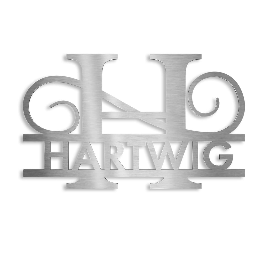Personalisiertes Namensschild mit Monogramm in Anthrazit RAL 7016