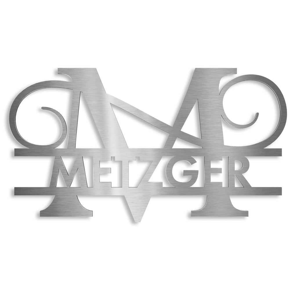 Personalisiertes Namensschild mit Monogramm in Anthrazit RAL 7016