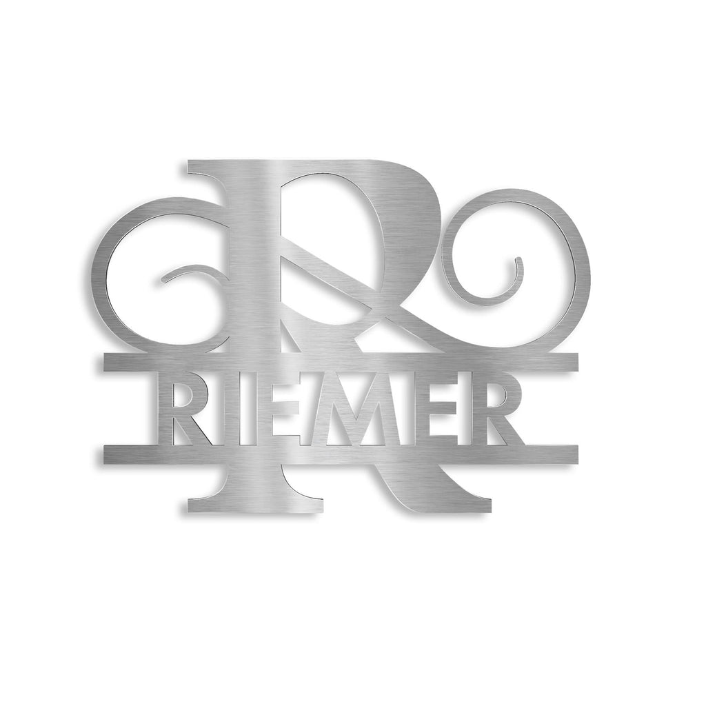 Personalisiertes Namensschild mit Monogramm in Anthrazit RAL 7016