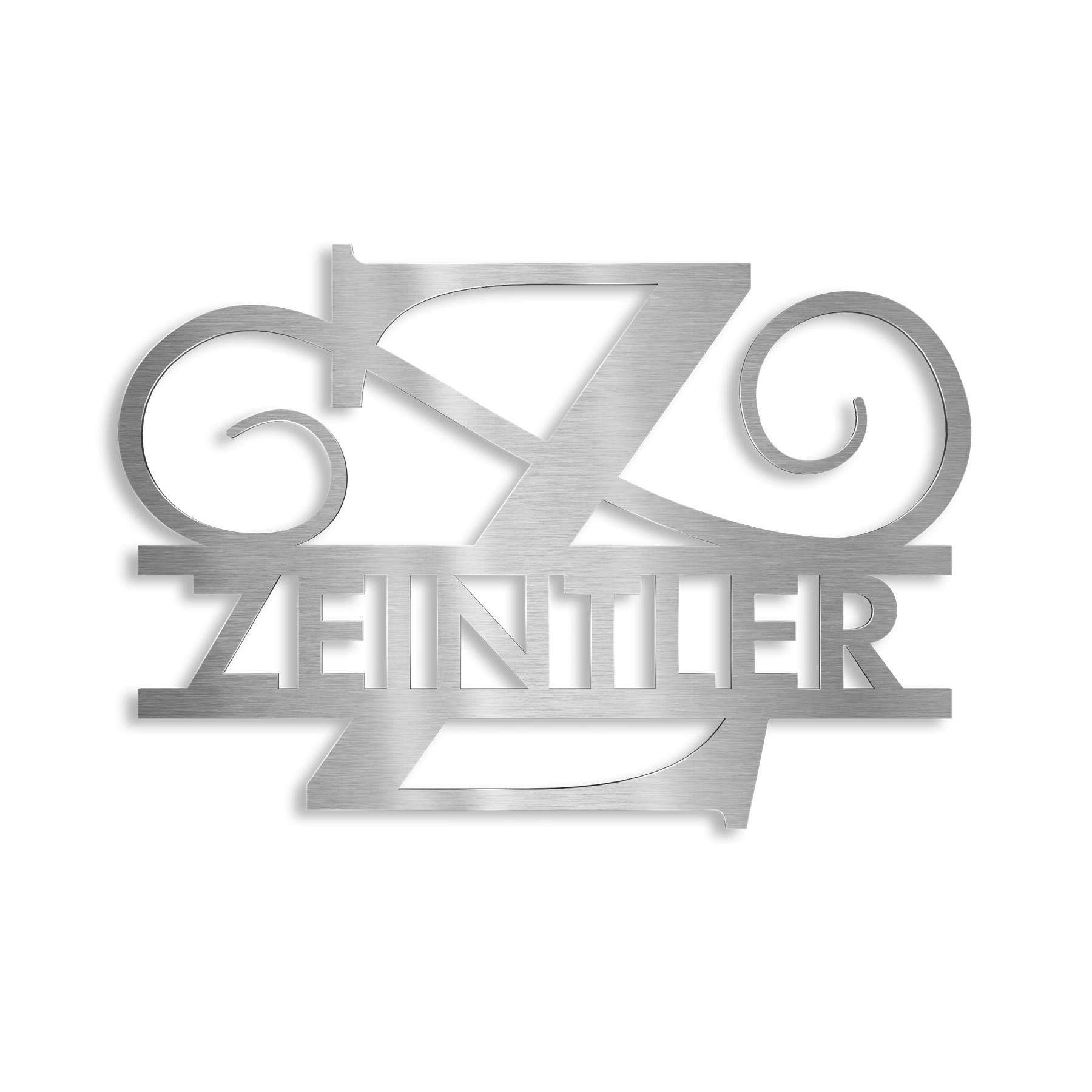 Personalisiertes Namensschild mit Monogramm in Anthrazit RAL 7016