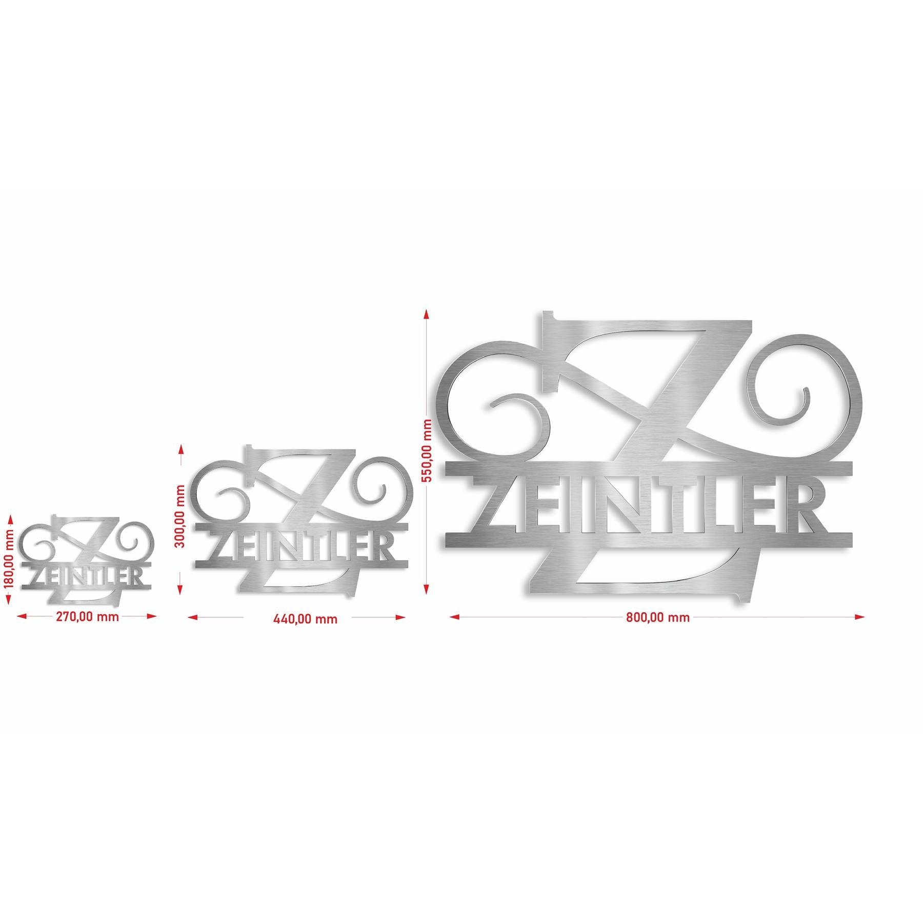 Personalisiertes Namensschild mit Monogramm in Anthrazit RAL 7016