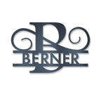 Personalisiertes Namensschild mit Monogramm in Anthrazit RAL 7016