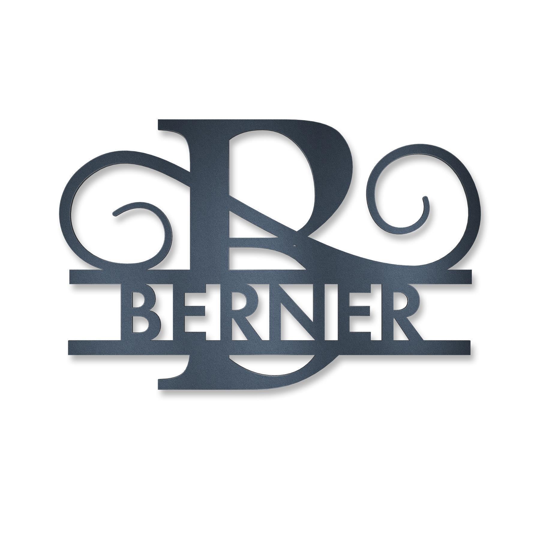 Personalisiertes Namensschild mit Monogramm in Anthrazit RAL 7016