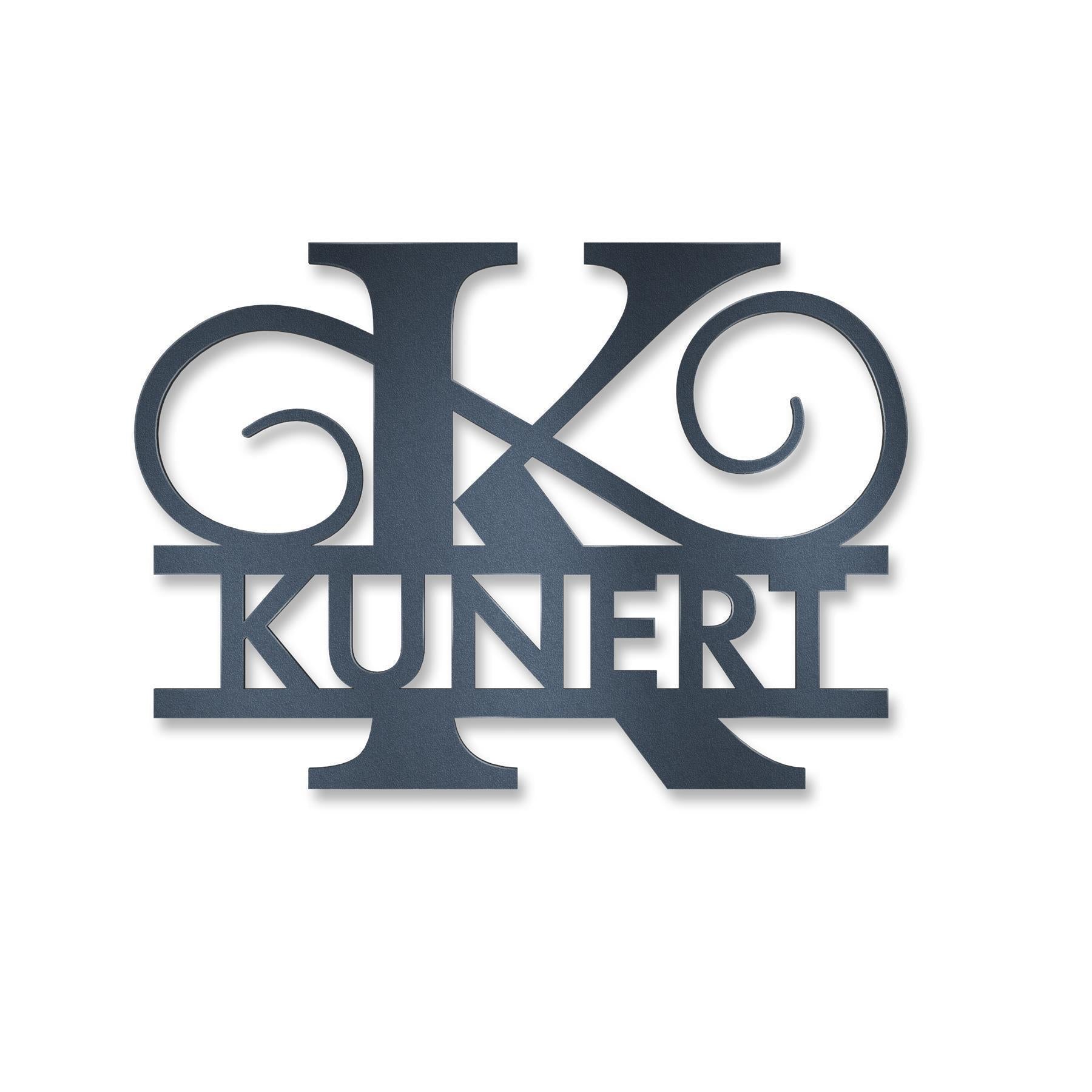 Personalisiertes Namensschild mit Monogramm in Anthrazit RAL 7016