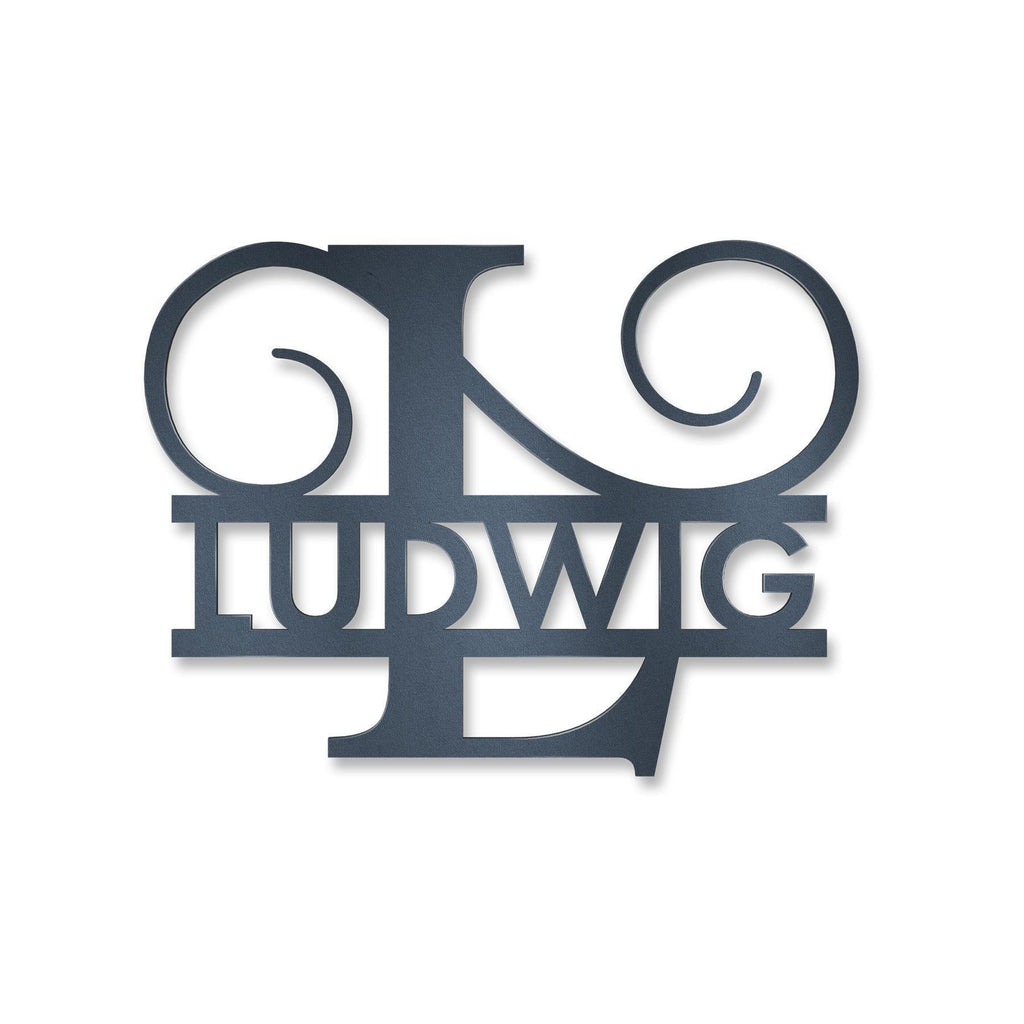 Personalisiertes Namensschild mit Monogramm in Anthrazit RAL 7016