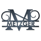 Personalisiertes Namensschild mit Monogramm in Anthrazit RAL 7016