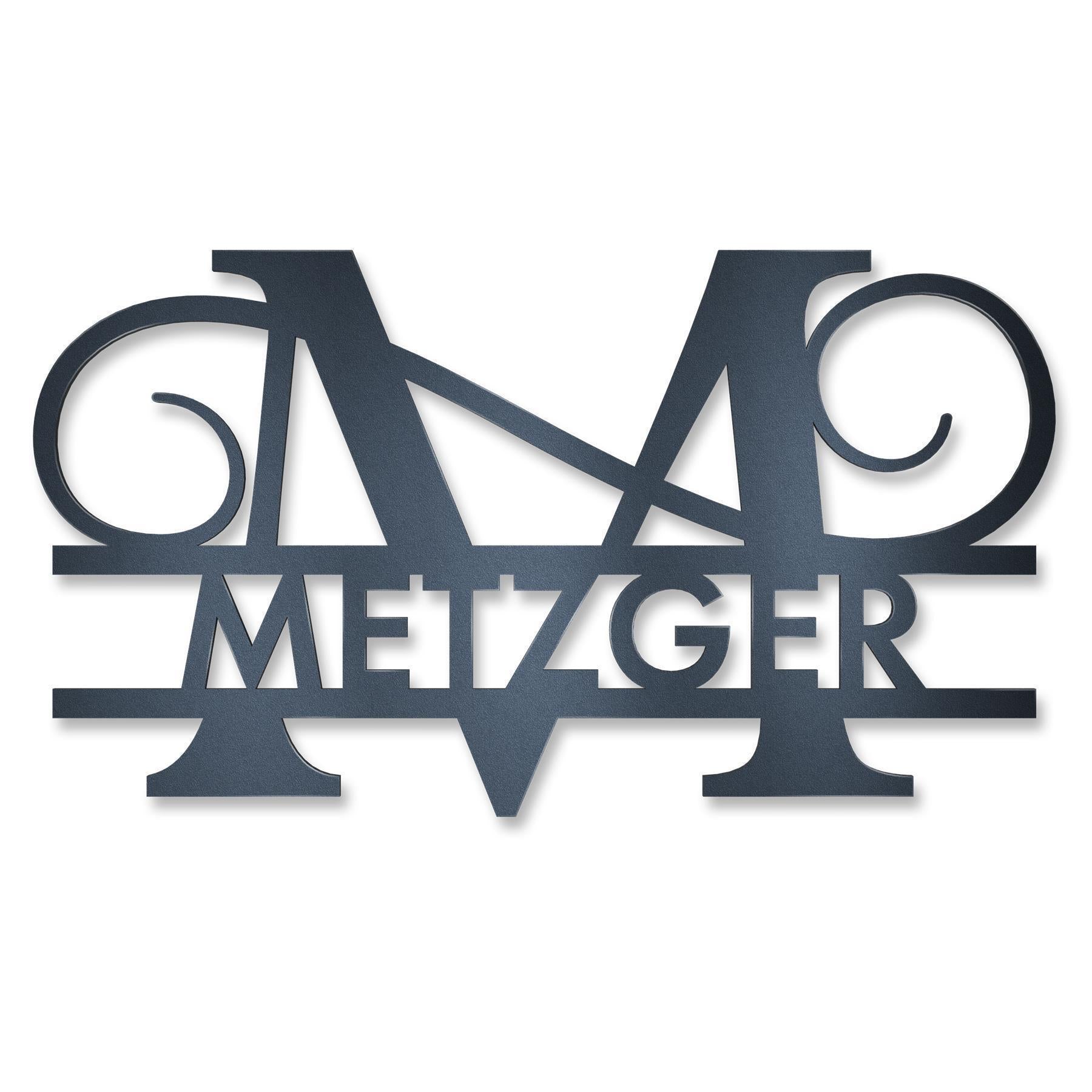 Personalisiertes Namensschild mit Monogramm in Anthrazit RAL 7016