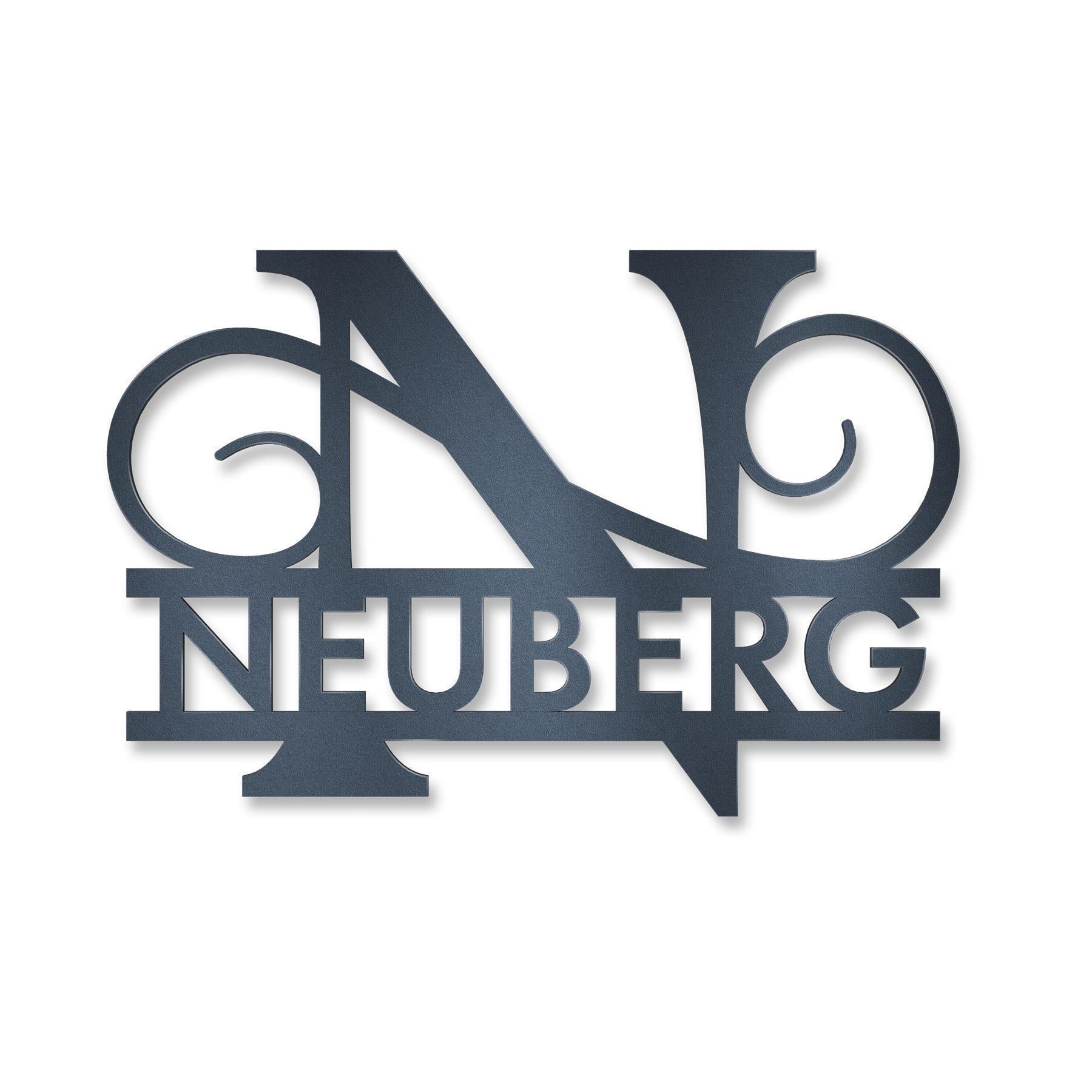 Personalisiertes Namensschild mit Monogramm in Anthrazit RAL 7016