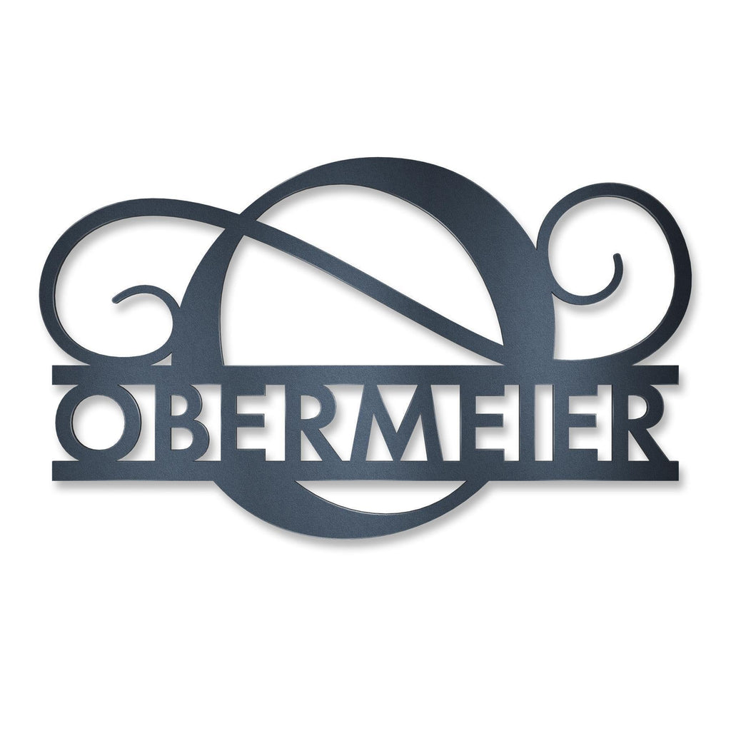 Personalisiertes Namensschild mit Monogramm in Anthrazit RAL 7016
