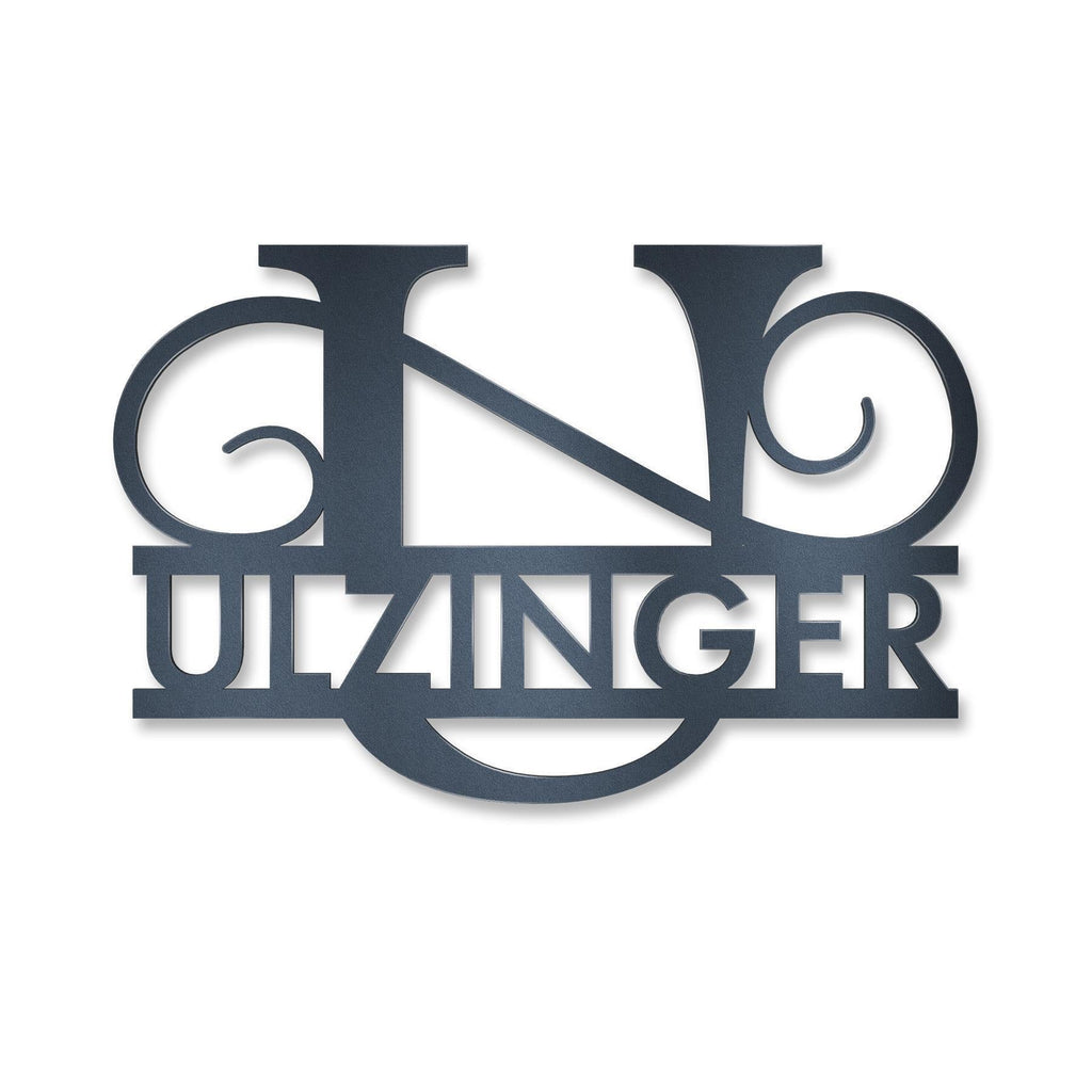 Personalisiertes Namensschild mit Monogramm in Anthrazit RAL 7016
