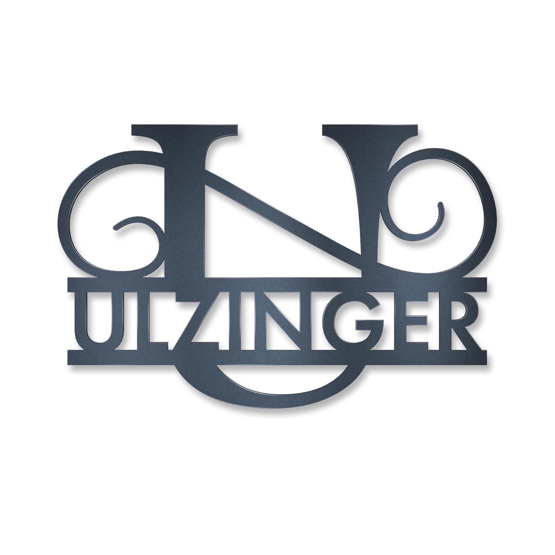 Personalisiertes Namensschild mit Monogramm in Anthrazit RAL 7016