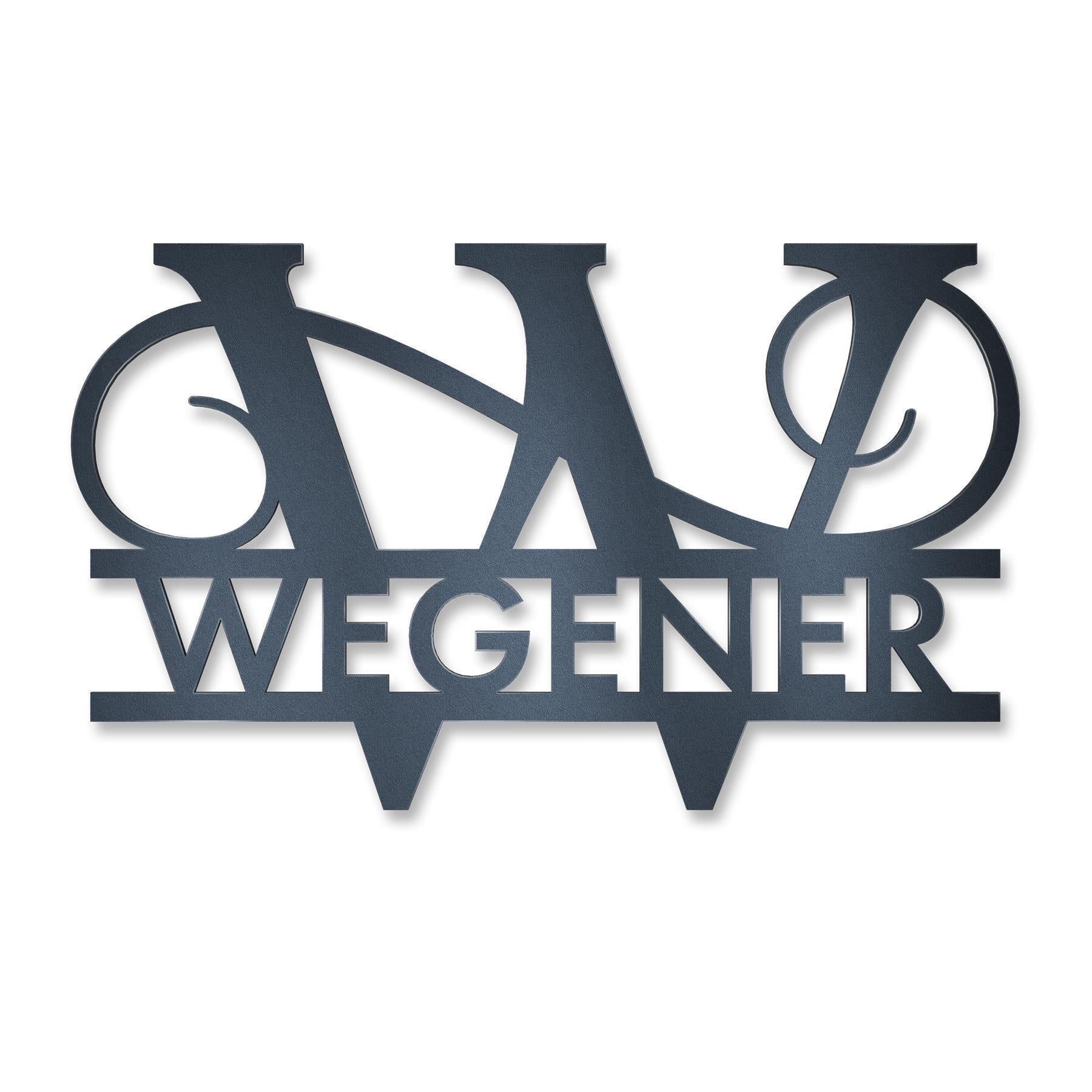 Personalisiertes Namensschild mit Monogramm in Anthrazit RAL 7016
