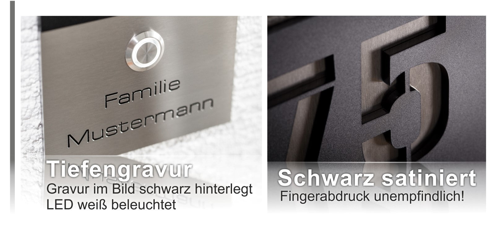 Edelstahl LED Türklingel - Hausnummer