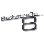 Metzler Edelstahl Schriftzug mit Straße & Hausnummer | Bach