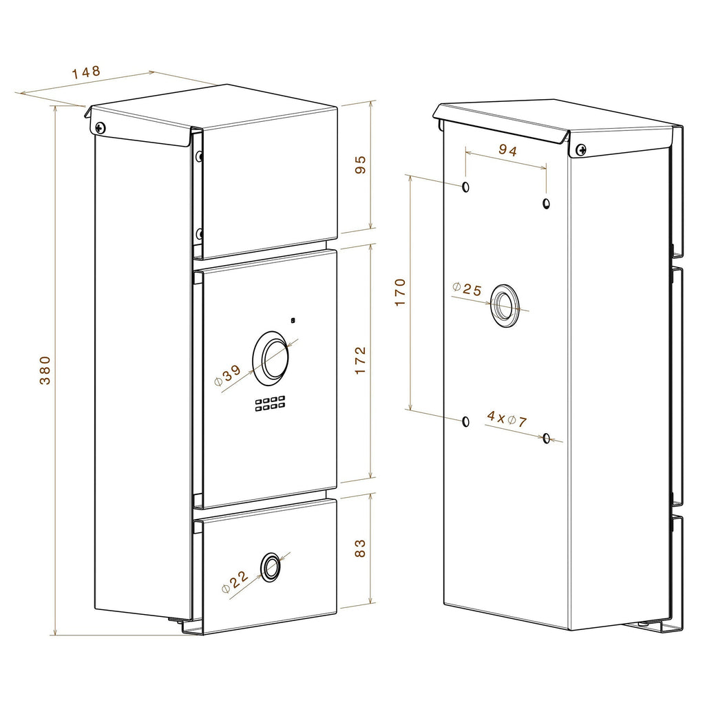Metzler Videosprechanlage VDM10  in RAL7016 Anthrazitgrau optional mit Modell Cube LAN + PoE