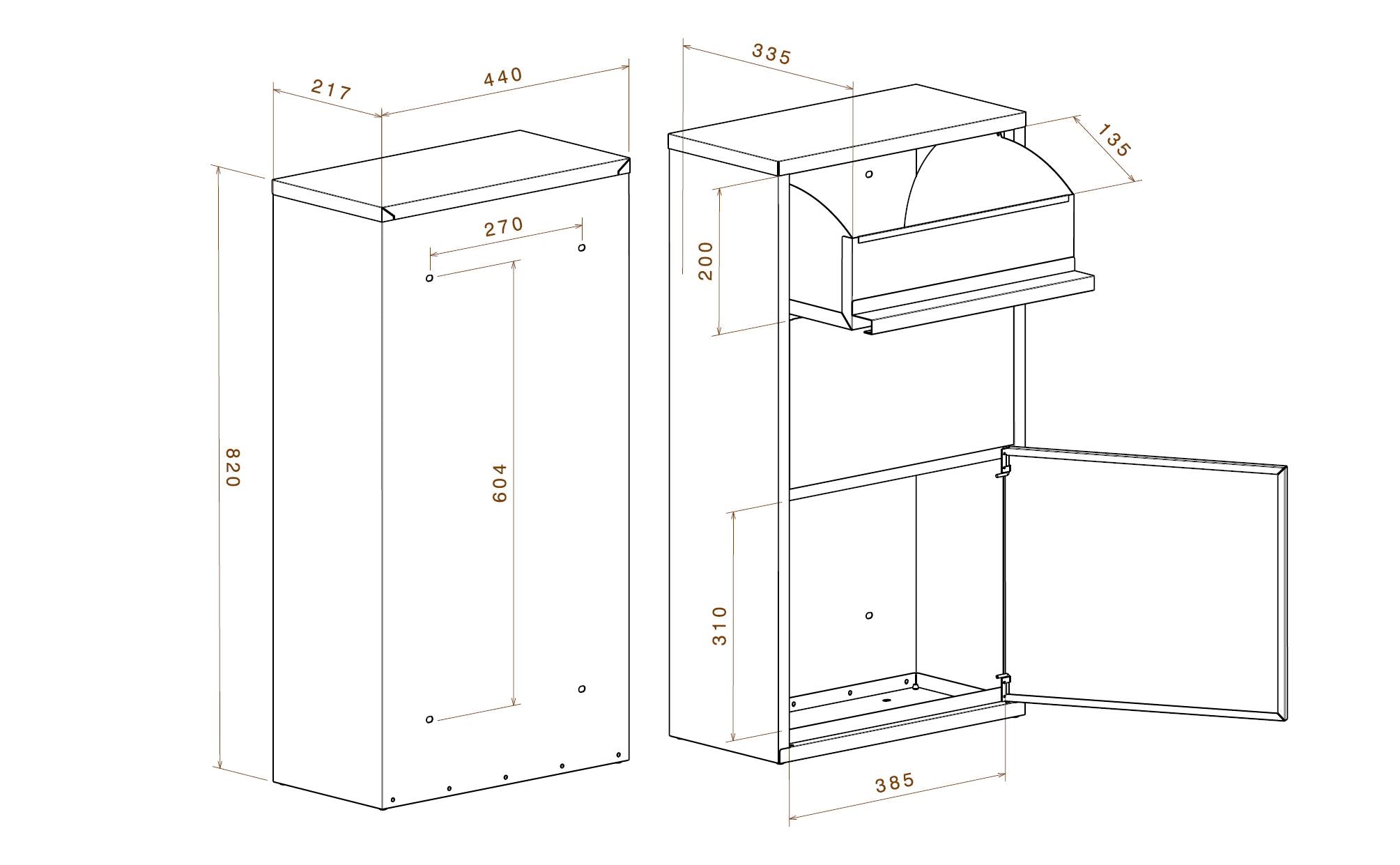 Metzler Paketbox rostfrei und massiv mit Ständer, RAL7016 Anthrazitgrau matt, | Avalon 3