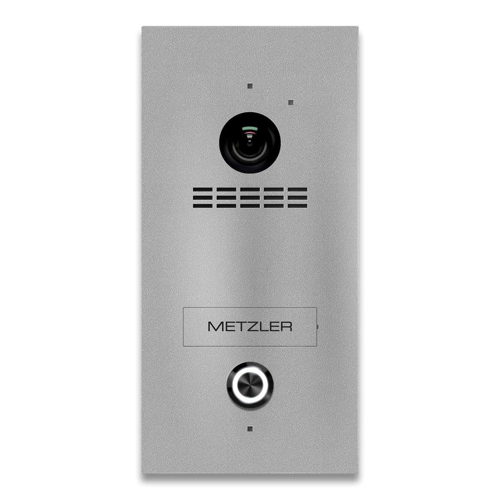 Metzler VDM10 Video-Türsprechanlage, Edelstahl RAL9007 Graualuminium, 1 Klingeltaster, Modell Kian, Aufputz, LAN PoE