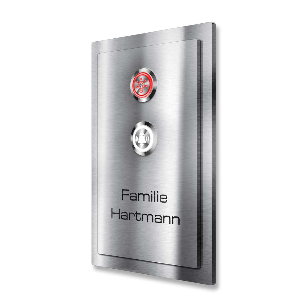 Metzler Klingelschild Edelstahl mit zwei LED-Tastern Gravur optional | Alvin