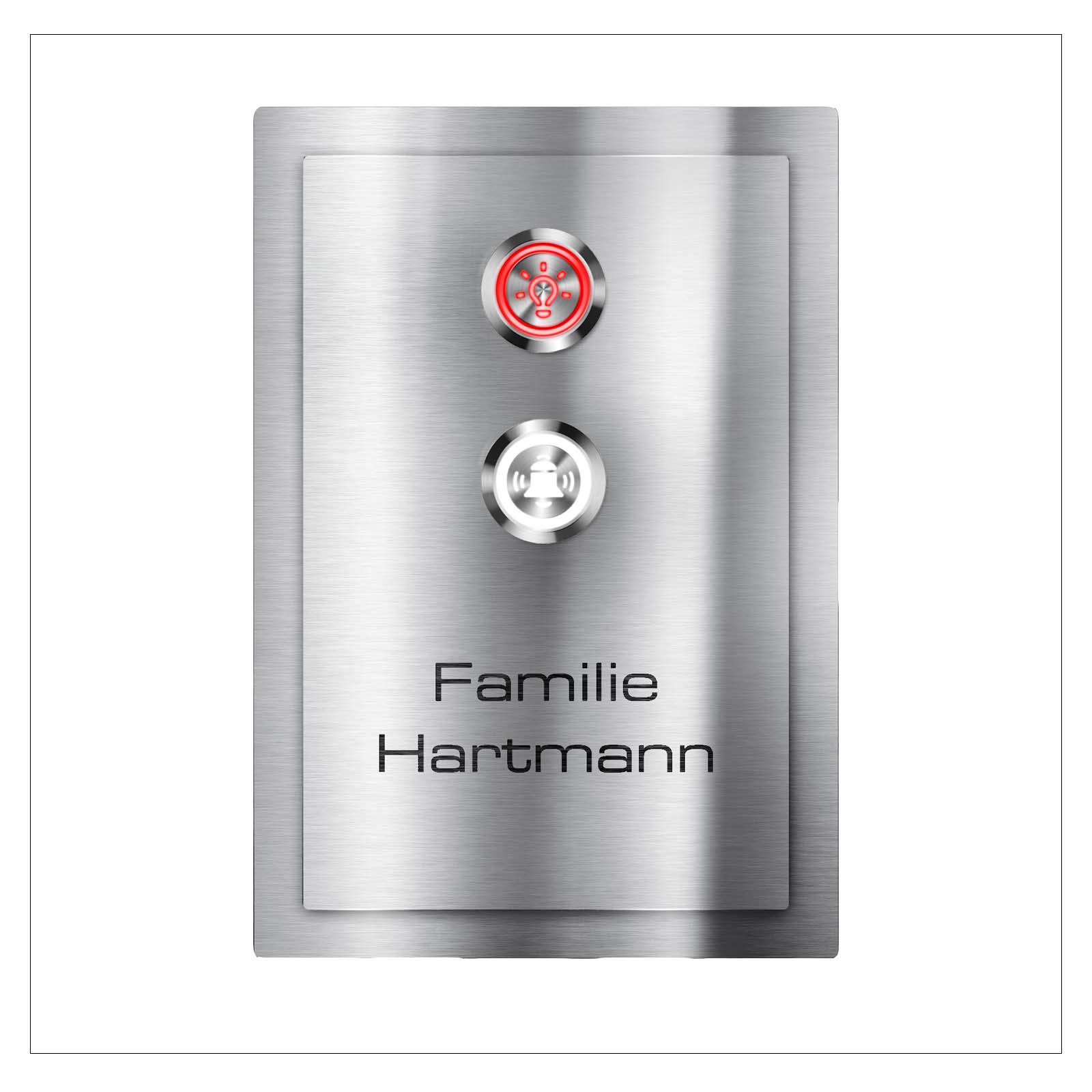 Metzler Klingelschild Edelstahl mit zwei LED-Tastern Gravur optional | Alvin