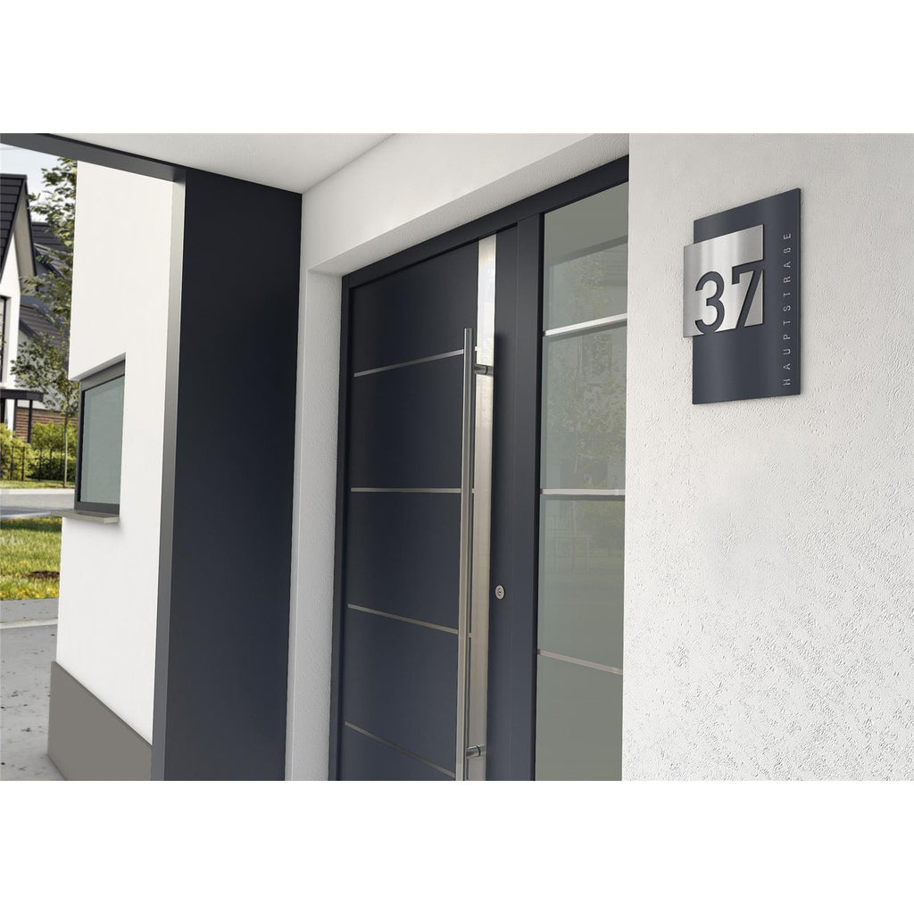 Metzler Design Hausnummernschild Anthrazit Edelstahl Modell Steiner
