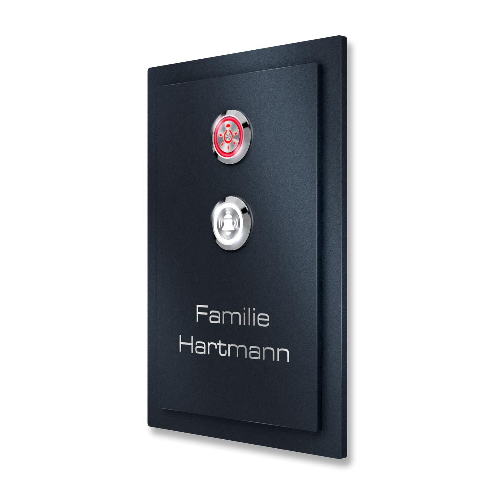 Metzler Klingelschild Edelstahl mit zwei LED-Tastern Gravur optional | Alvin