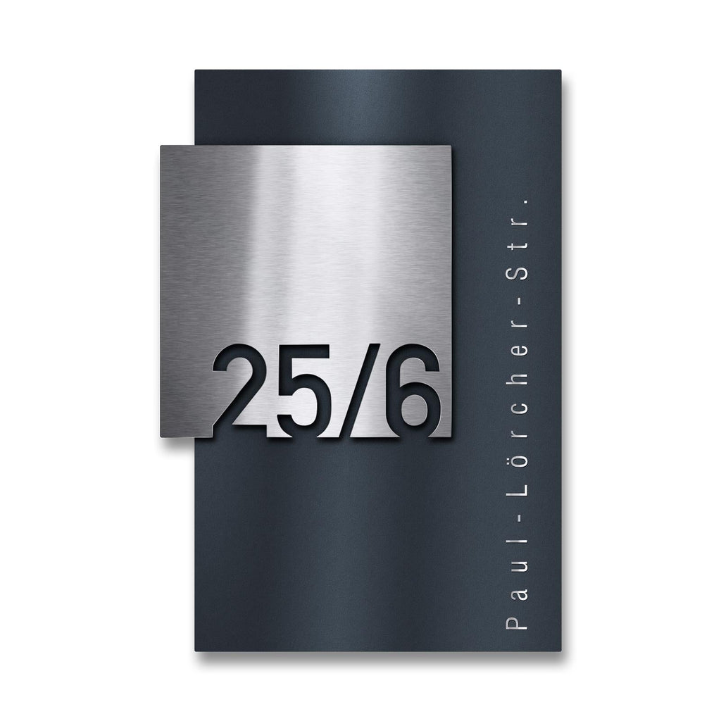 Metzler Design Hausnummernschild Anthrazit Edelstahl Modell Steiner