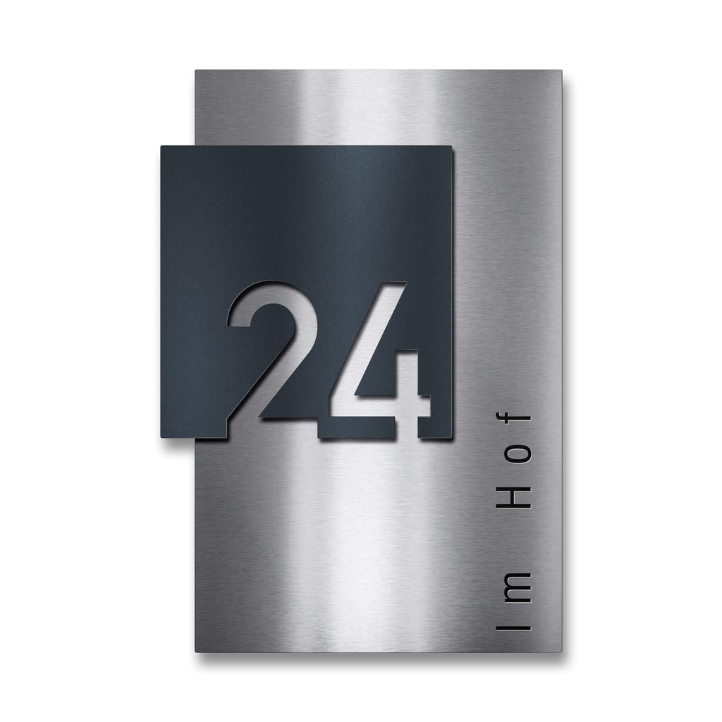 Metzler Design Hausnummernschild aus Edelstahl | Steiner